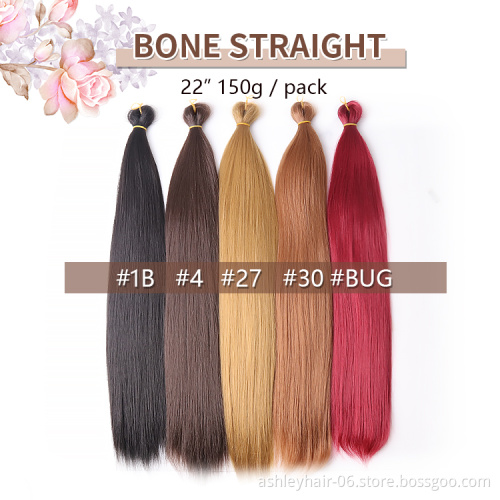 Julianna Quality Bone Straight 22 Shinning Wine Colour Long Short Brown Silky Bone Straight Hair Braiding Synthetic Extensions